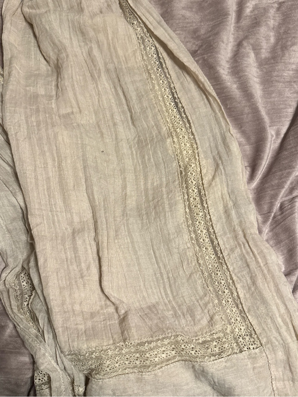 Light Beige Lace-Trim Scarf - Women Accessories